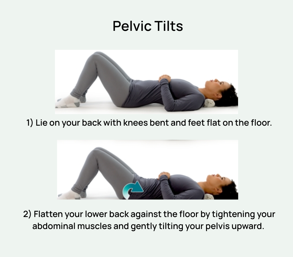 Pelvic tilt exercise to strengthen core muscles and support lower back health.