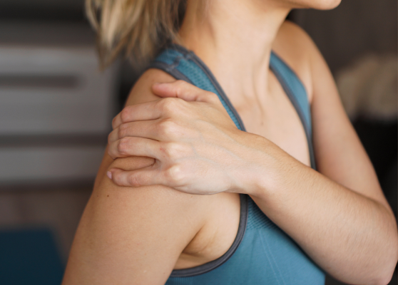 stock photo of patient with shoulder pain